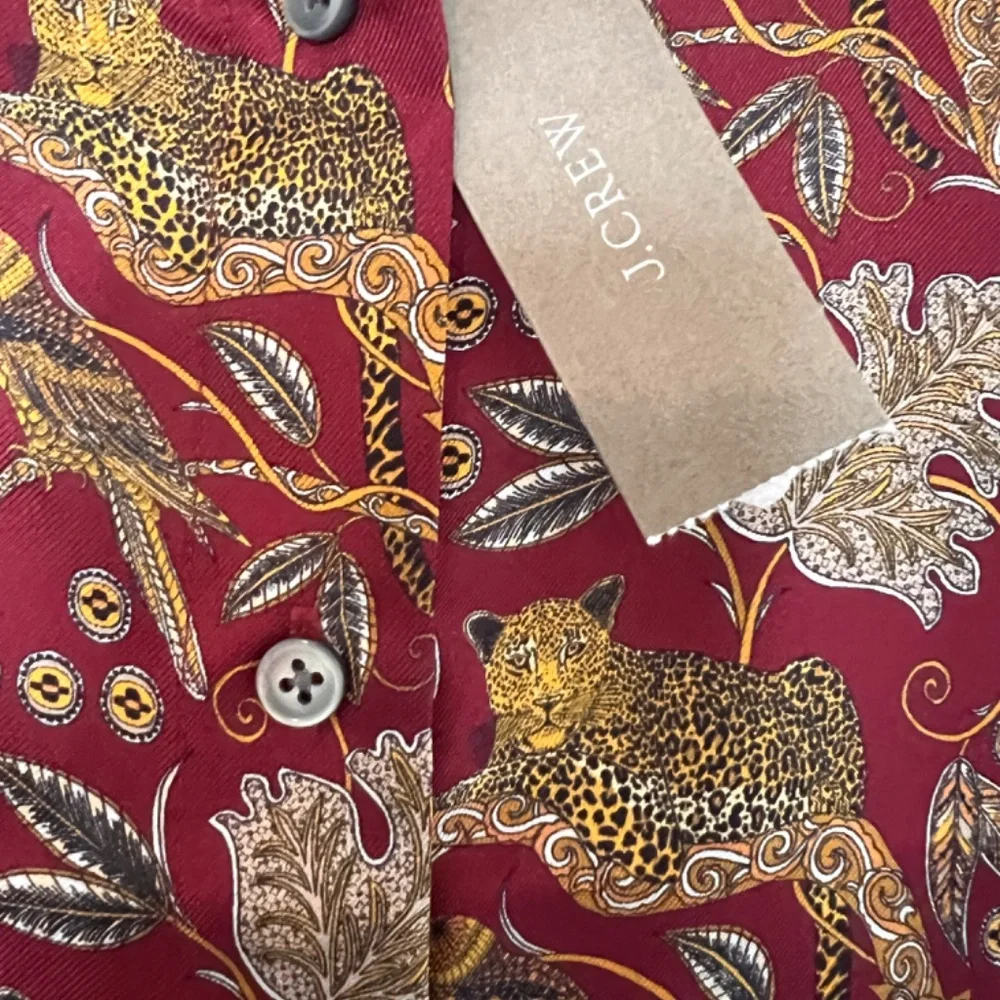 J.Crew Collection Silk Twill Shirt in Jungle Cat Size 10 NWT - Picture 4 of 9